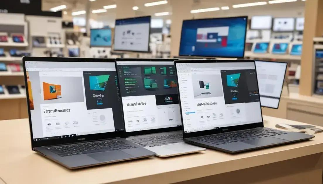 Comparativos entre modelos de notebooks em promoção