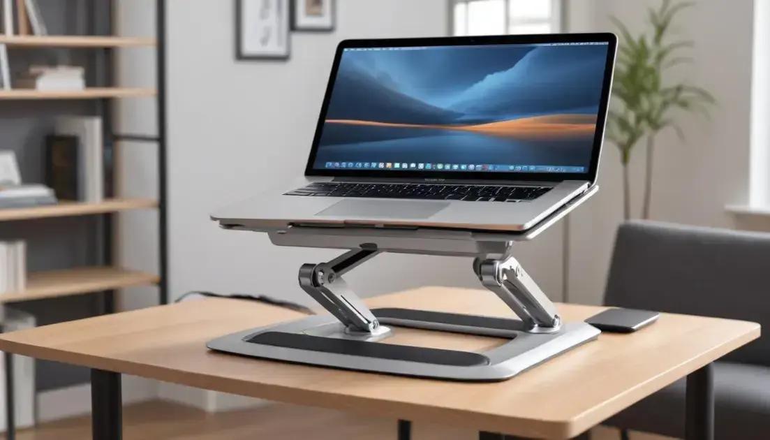 Suporte ergonômico para notebook ajustável: conforto e saúde para o seu trabalho